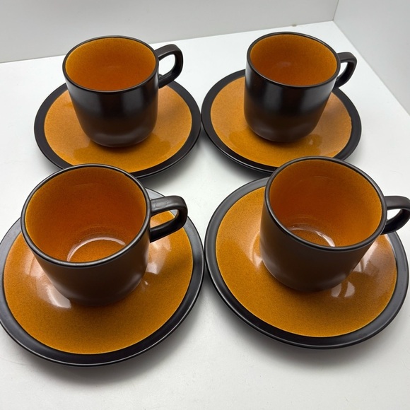 Vintage Mikasa Paprika Terrastone E1258 set of four mugs with saucers - Picture 6 of 14